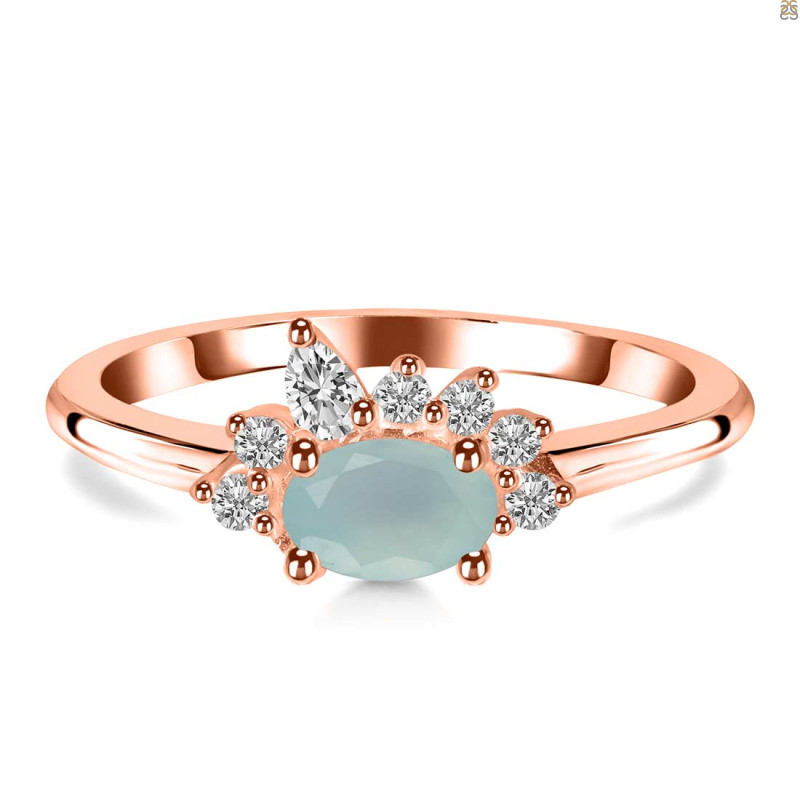 Blue Chalcedony & White Topaz Ring BLX-RDR-2418.