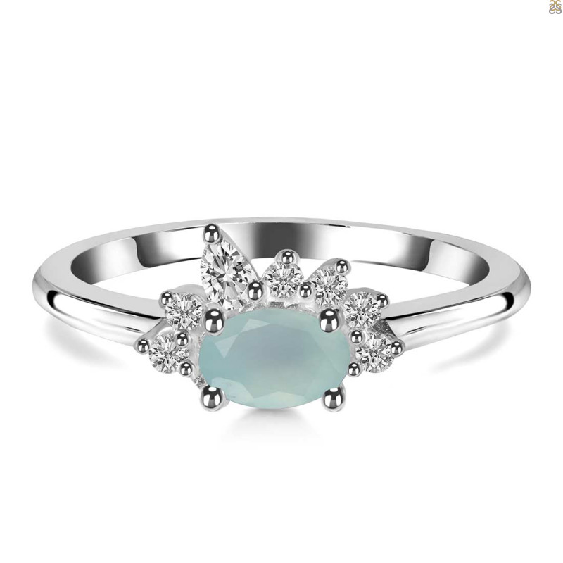 Blue Chalcedony & White Topaz Ring BLX-RDR-2418.