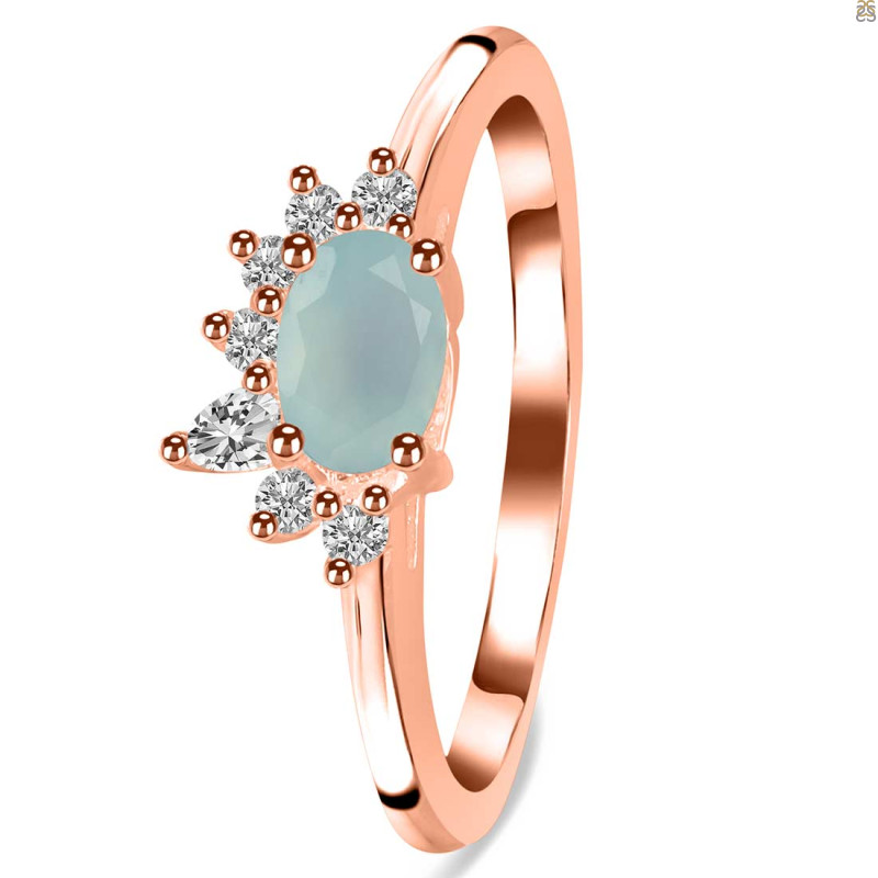 Blue Chalcedony & White Topaz Ring BLX-RDR-2418.