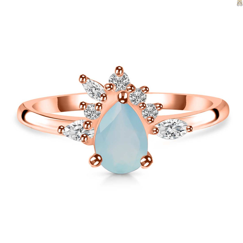 Blue Chalcedony & White Topaz Ring BLX-RDR-2431.
