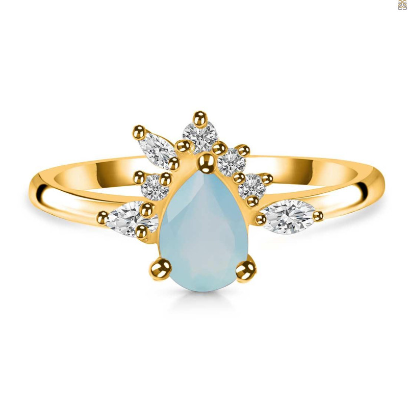 Blue Chalcedony & White Topaz Ring BLX-RDR-2431.