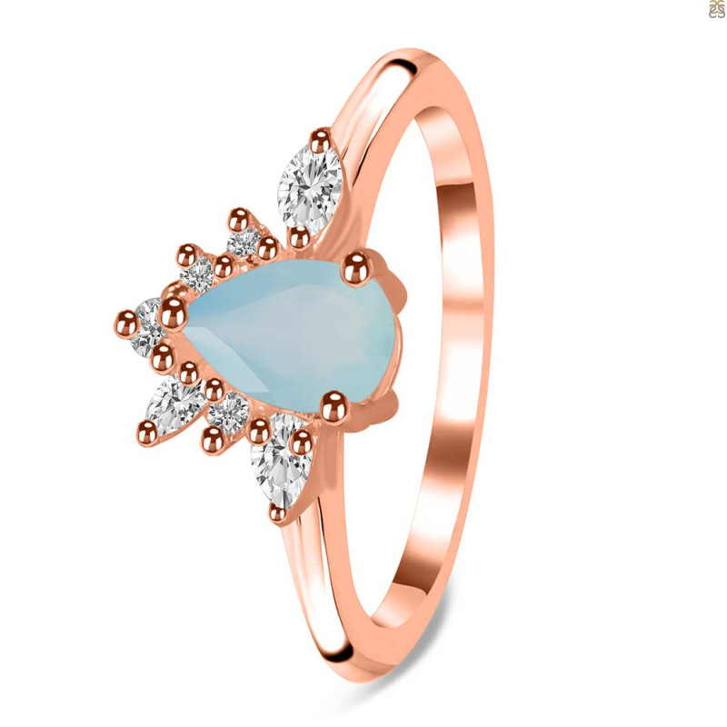 Blue Chalcedony & White Topaz Ring BLX-RDR-2431.