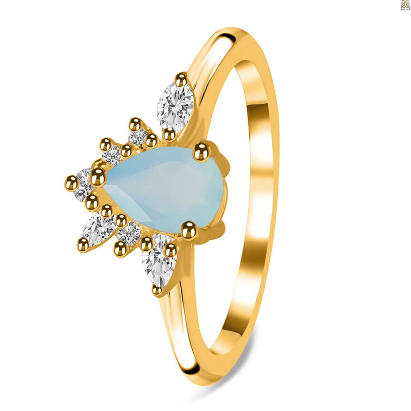 Blue Chalcedony & White Topaz Ring BLX-RDR-2431.