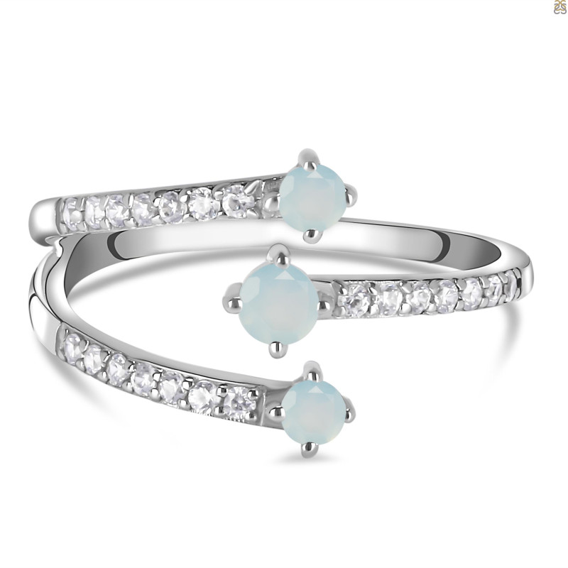 Blue Chalcedony & White Topaz Ring BLX-RDR-2520.