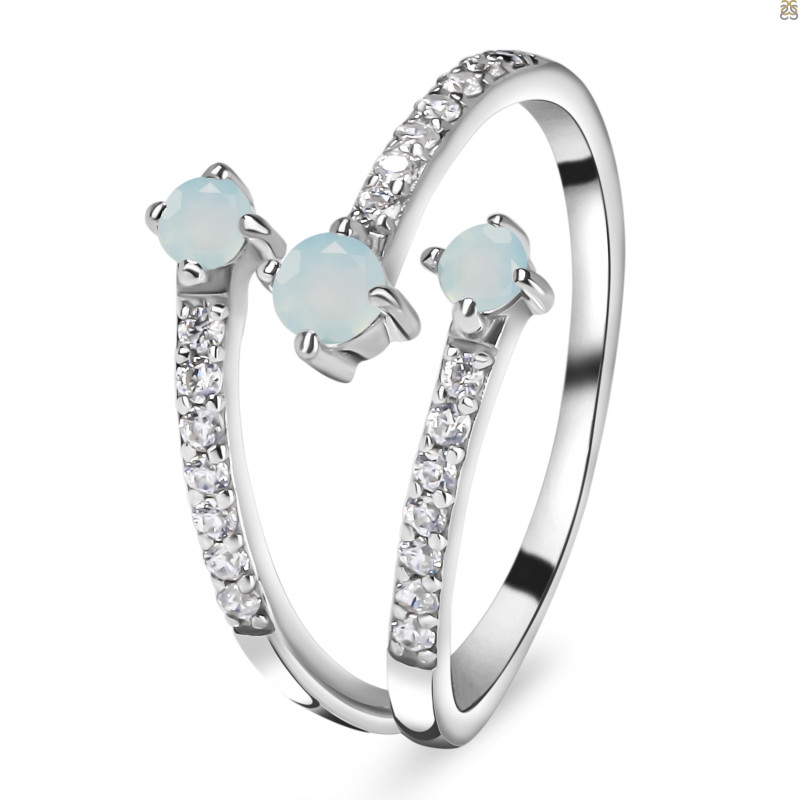 Blue Chalcedony & White Topaz Ring BLX-RDR-2520.