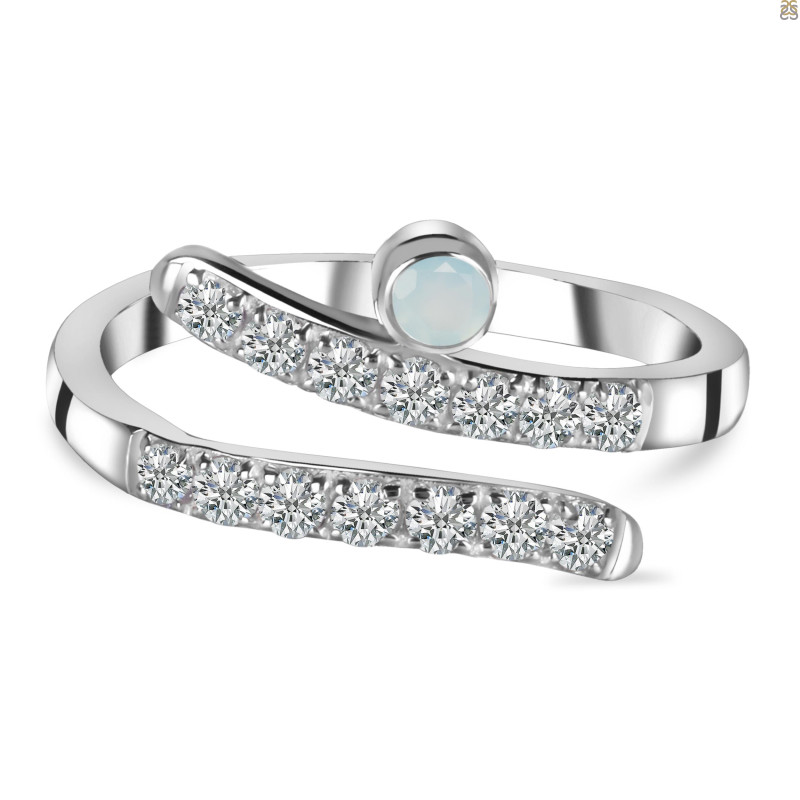 Blue Chalcedony & White Topaz Ring BLX-RDR-2526.