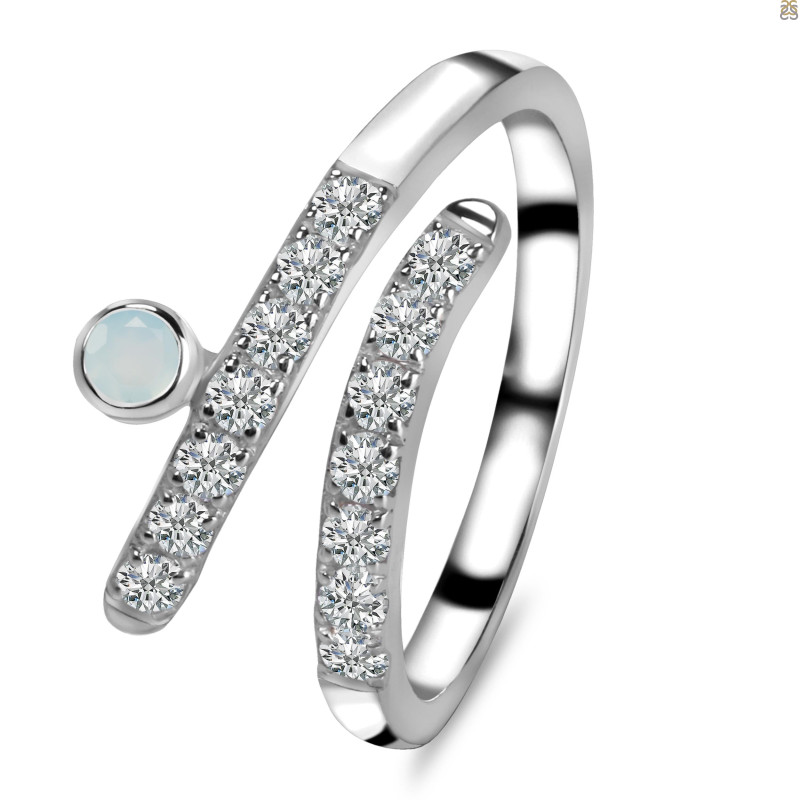 Blue Chalcedony & White Topaz Ring BLX-RDR-2526.
