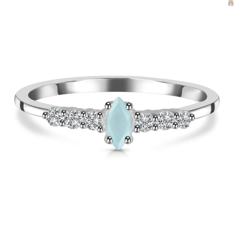 Blue Chalcedony & White Topaz Ring BLX-RDR-2532.