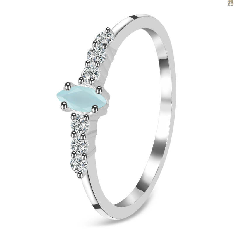 Blue Chalcedony & White Topaz Ring BLX-RDR-2532.