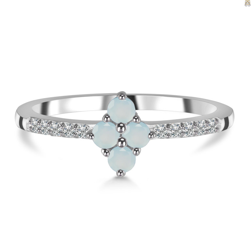 Blue Chalcedony & White Topaz Ring BLX-RDR-2534.