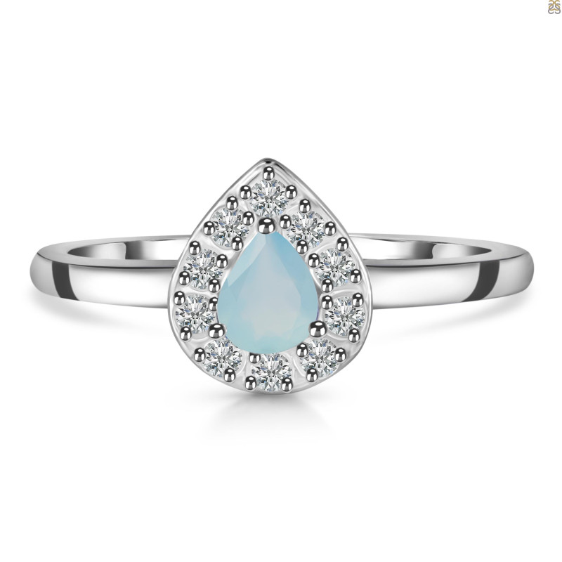 Blue Chalcedony & White Topaz Ring BLX-RDR-2535.
