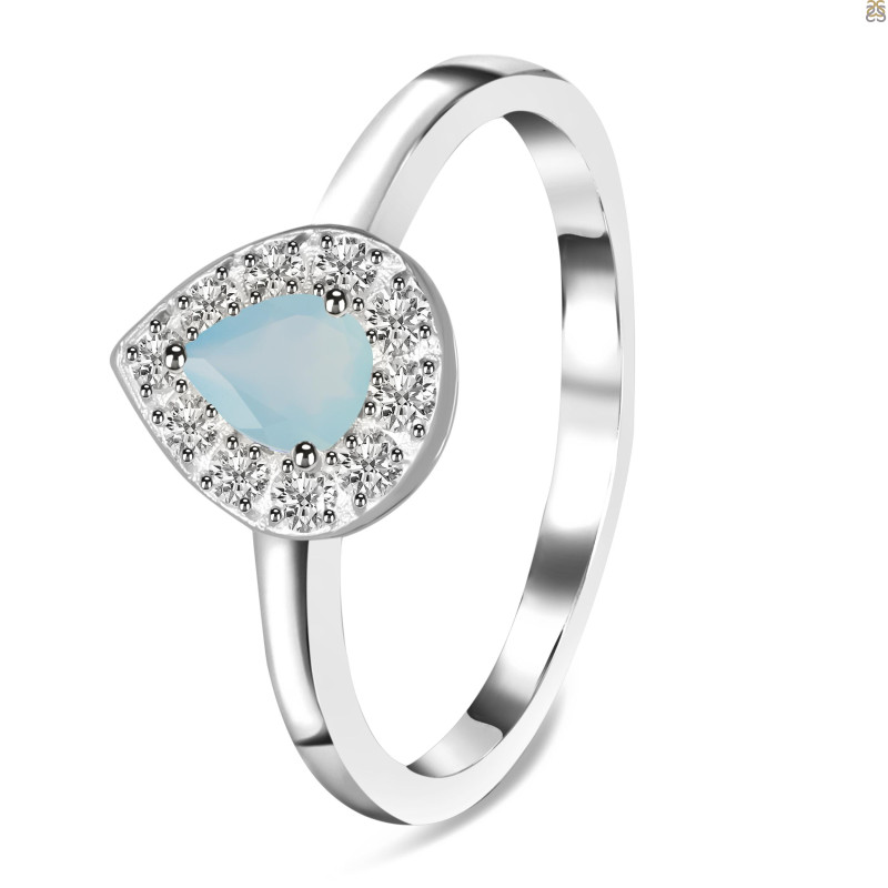 Blue Chalcedony & White Topaz Ring BLX-RDR-2535.