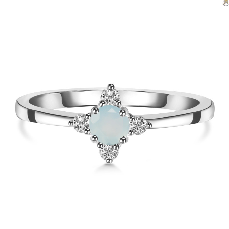 Blue Chalcedony & White Topaz Ring BLX-RDR-2541.
