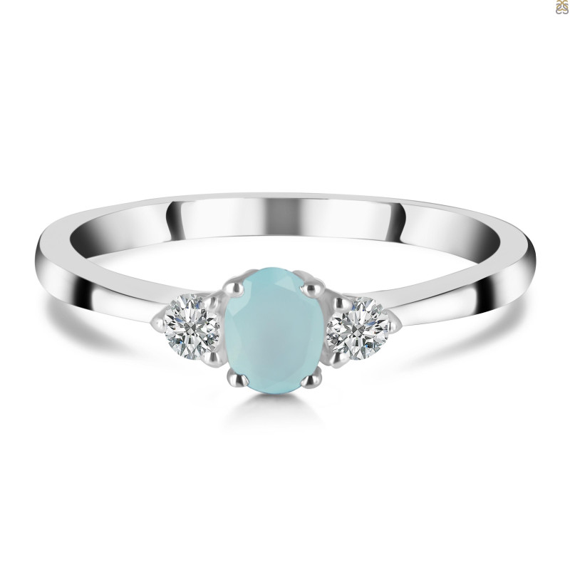 Blue Chalcedony & White Topaz Ring BLX-RDR-2542.