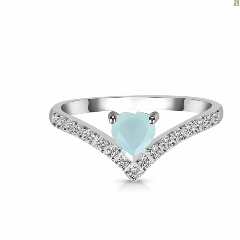 Blue Chalcedony & White Topaz Ring BLX-RDR-2749.