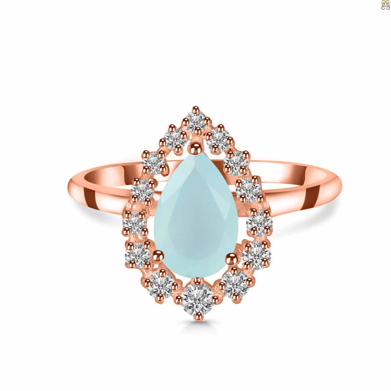 Blue Chalcedony & White Topaz Ring BLX-RDR-2770.