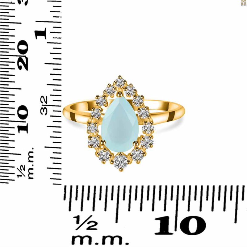 Blue Chalcedony & White Topaz Ring BLX-RDR-2770.