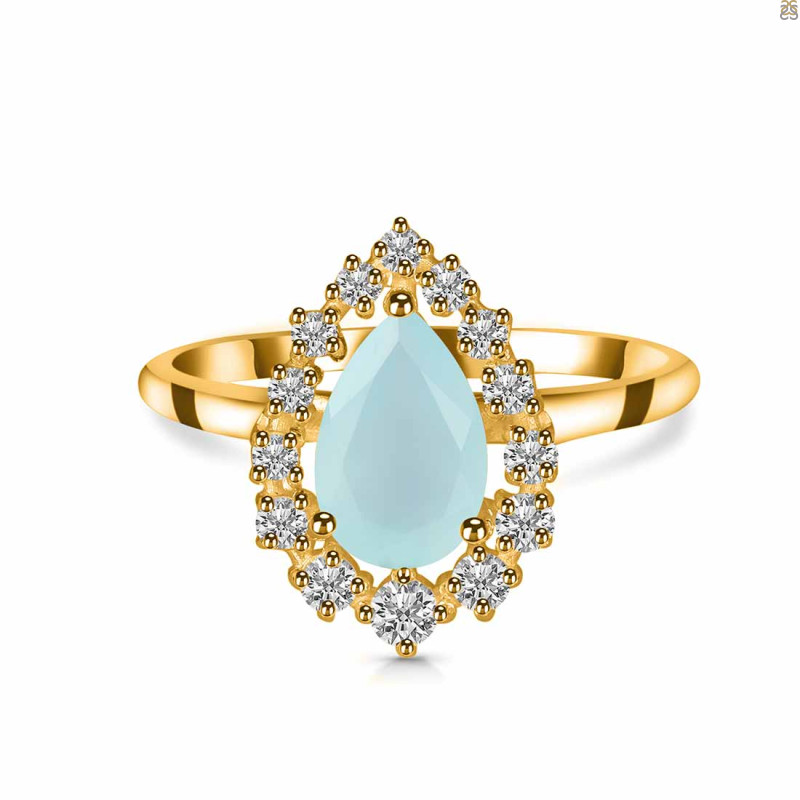 Blue Chalcedony & White Topaz Ring BLX-RDR-2770.