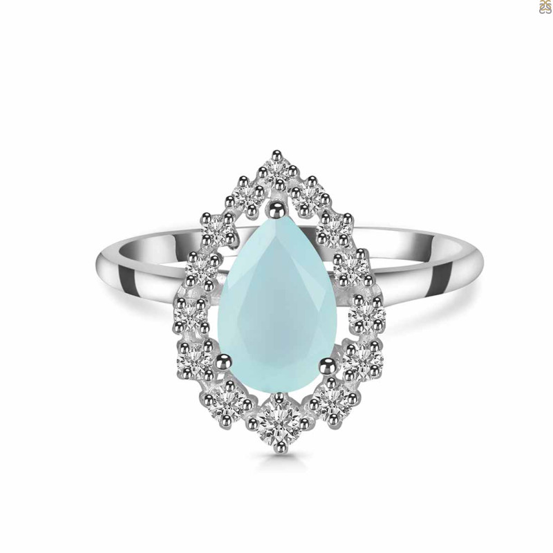 Blue Chalcedony & White Topaz Ring BLX-RDR-2770.