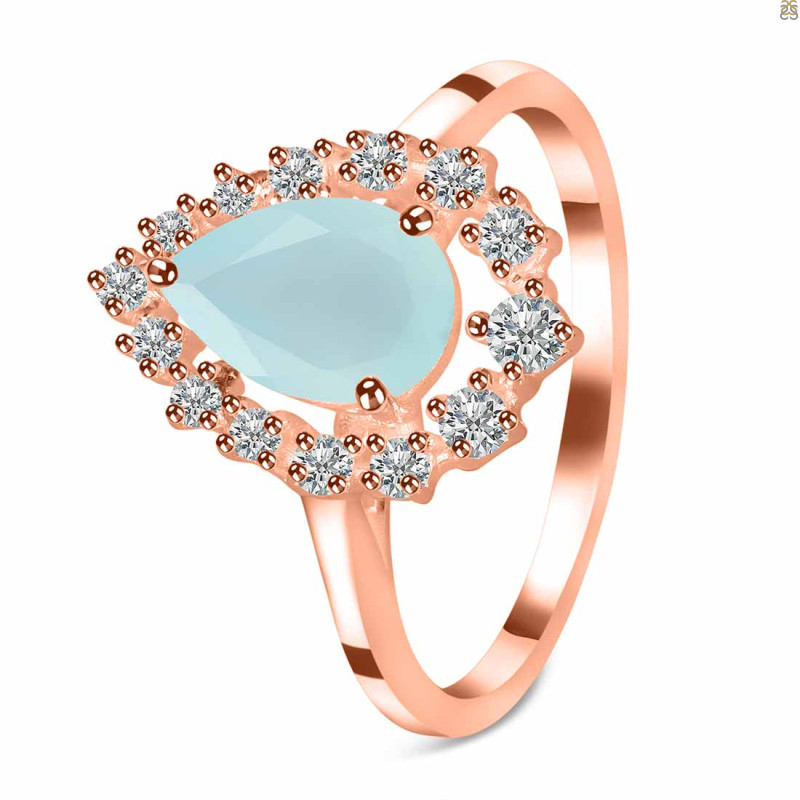 Blue Chalcedony & White Topaz Ring BLX-RDR-2770.