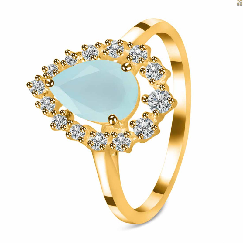 Blue Chalcedony & White Topaz Ring BLX-RDR-2770.