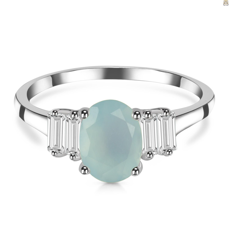 Blue Chalcedony & White Topaz Ring BLX-RDR-2861.
