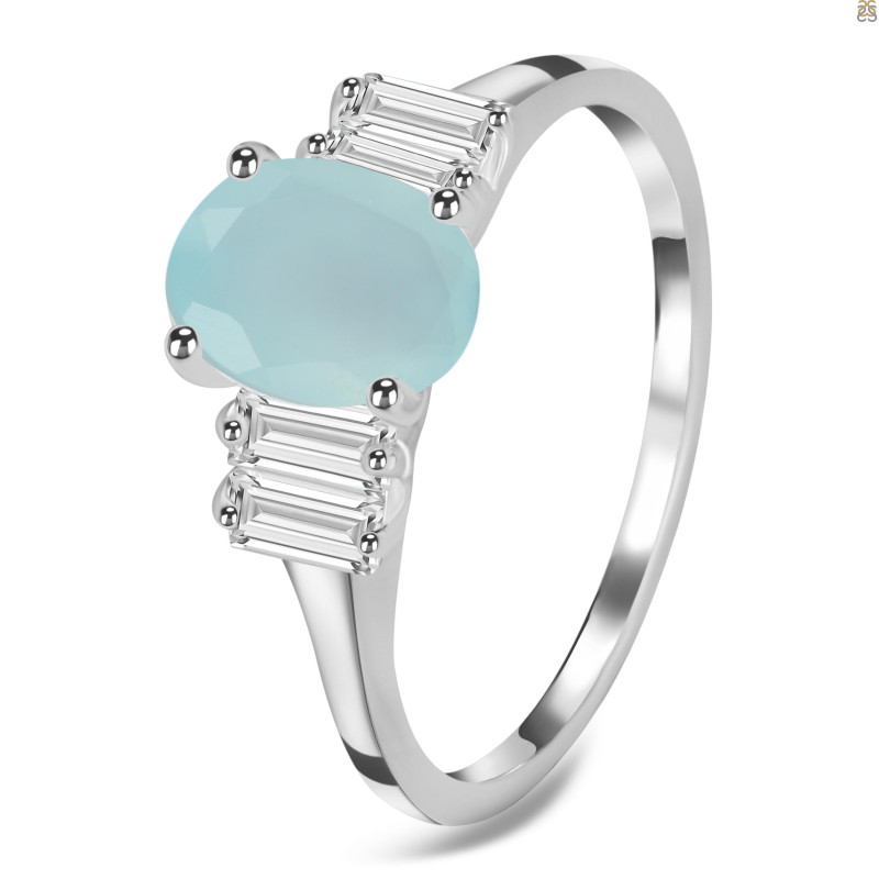 Blue Chalcedony & White Topaz Ring BLX-RDR-2861.