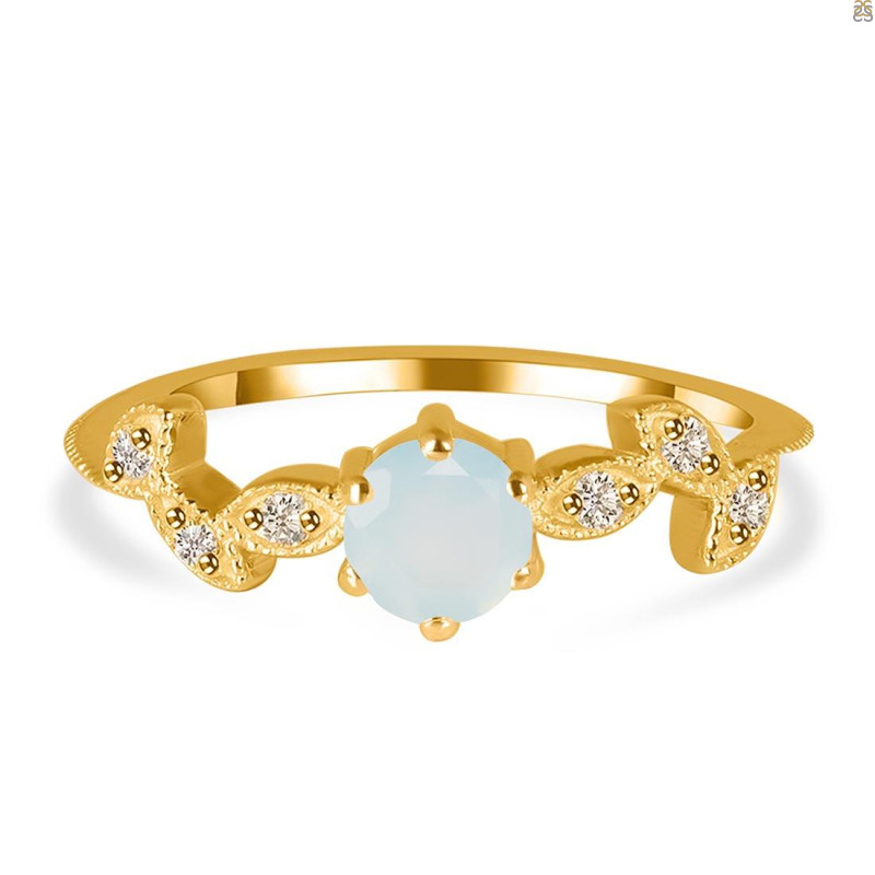 Blue Chalcedony & White Topaz Ring BLX-RDR-2981.