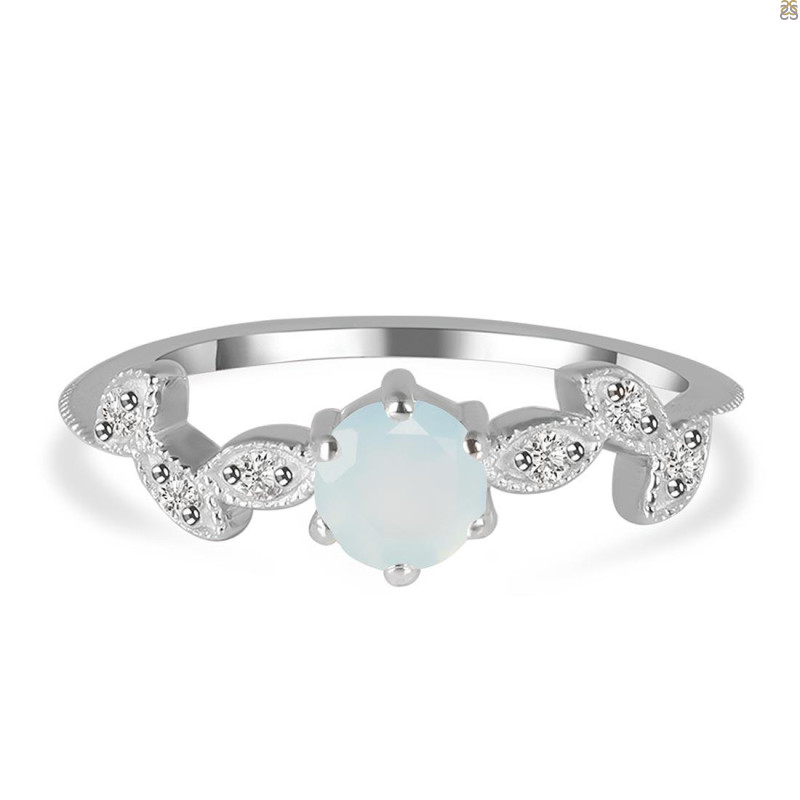 Blue Chalcedony & White Topaz Ring BLX-RDR-2981.