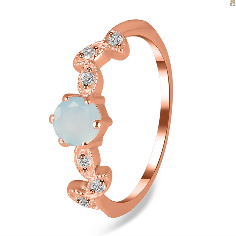 Blue Chalcedony & White Topaz Ring BLX-RDR-2981.