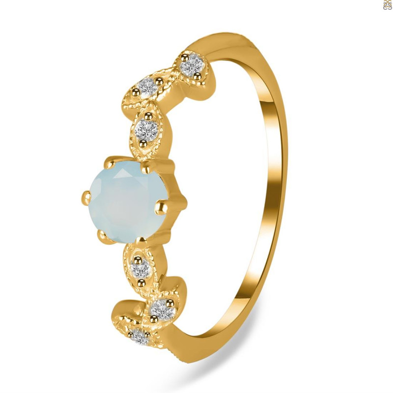 Blue Chalcedony & White Topaz Ring BLX-RDR-2981.