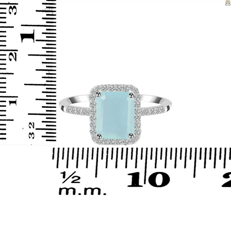 Blue Chalcedony & White Topaz Ring BLX-RDR-3071.