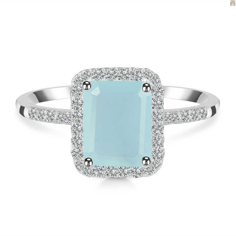 Blue Chalcedony & White Topaz Ring BLX-RDR-3071.