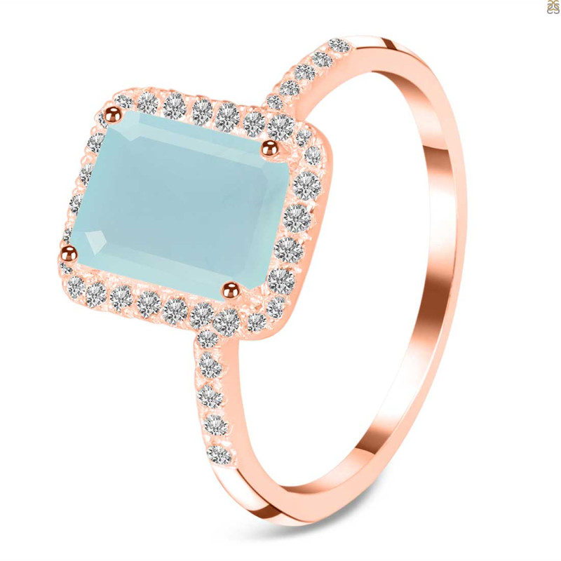Blue Chalcedony & White Topaz Ring BLX-RDR-3071.