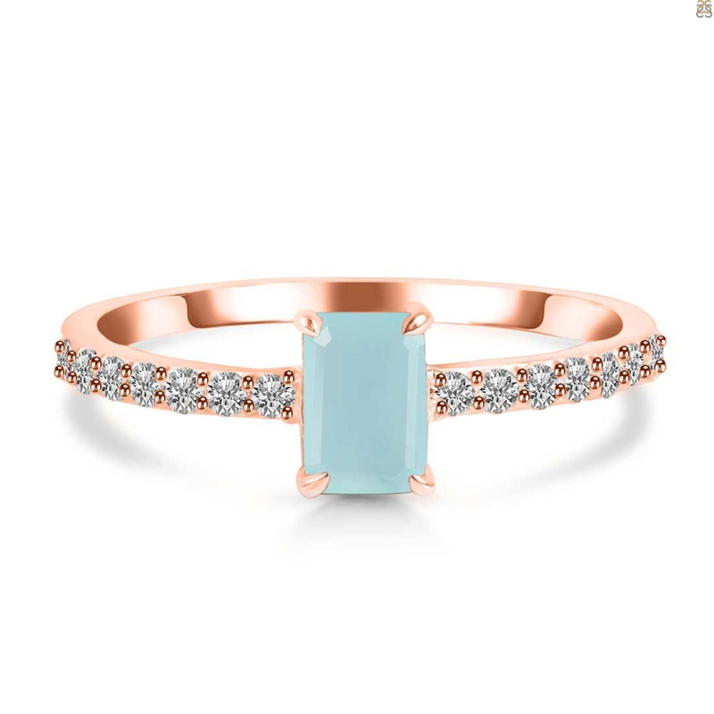 Blue Chalcedony & White Topaz Ring  BLX-RDR-3118.