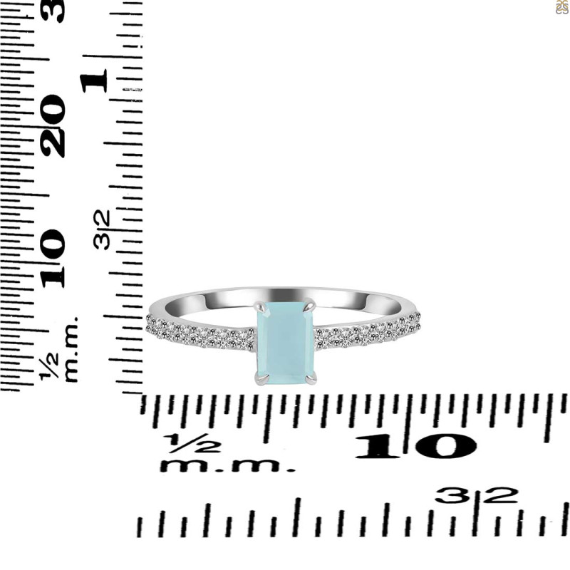 Blue Chalcedony & White Topaz Ring  BLX-RDR-3118.