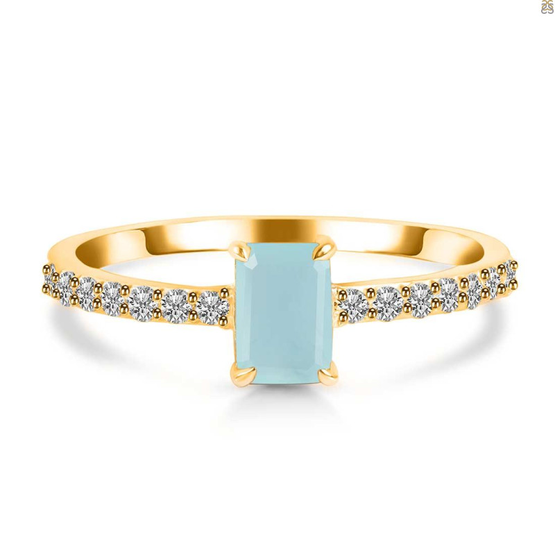 Blue Chalcedony & White Topaz Ring  BLX-RDR-3118.
