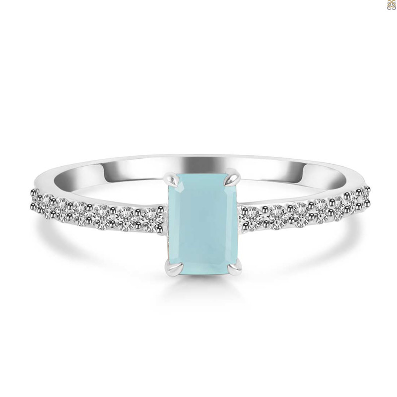 Blue Chalcedony & White Topaz Ring  BLX-RDR-3118.