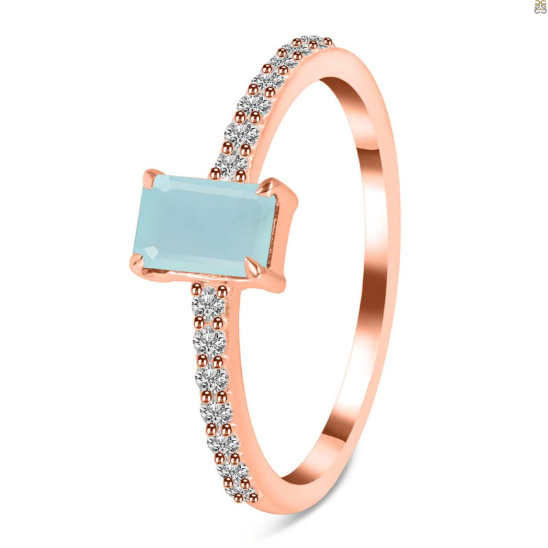 Blue Chalcedony & White Topaz Ring  BLX-RDR-3118.