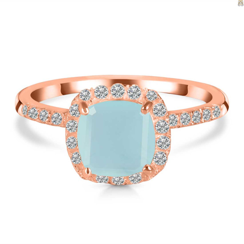 Blue Chalcedony & White Topaz Ring BLX-RDR-3119.