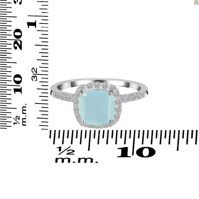 Blue Chalcedony & White Topaz Ring BLX-RDR-3119.