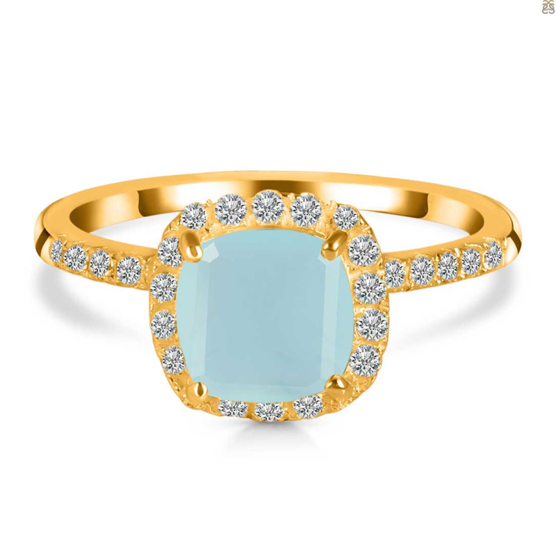 Blue Chalcedony & White Topaz Ring BLX-RDR-3119.