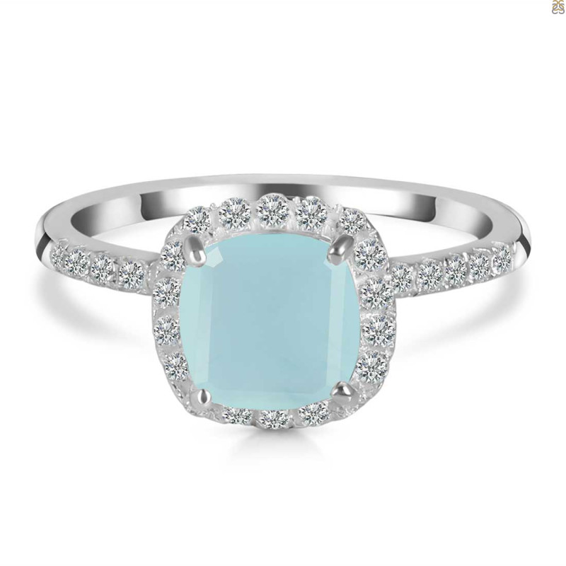 Blue Chalcedony & White Topaz Ring BLX-RDR-3119.