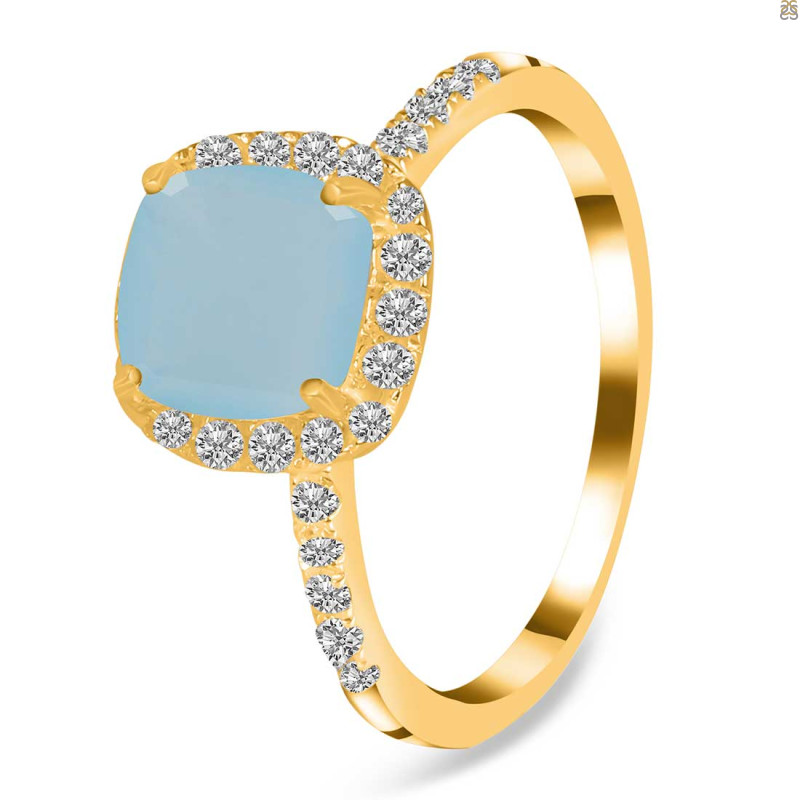 Blue Chalcedony & White Topaz Ring BLX-RDR-3119.