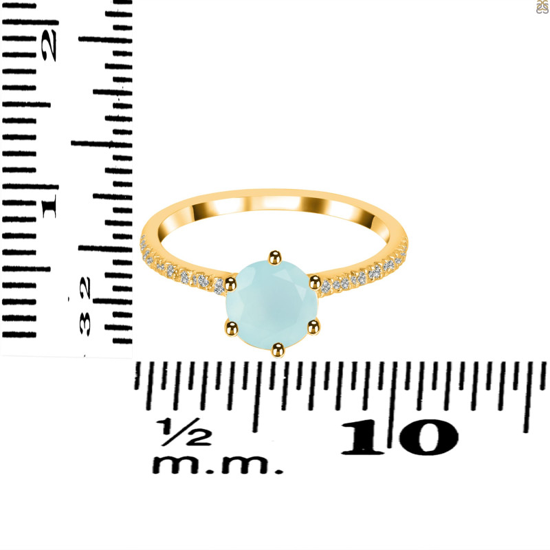 Blue Chalcedony & White Topaz Ring BLX-RDR-3140.