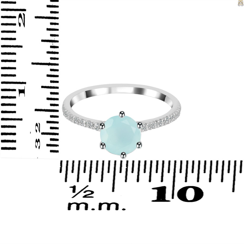 Blue Chalcedony & White Topaz Ring BLX-RDR-3140.
