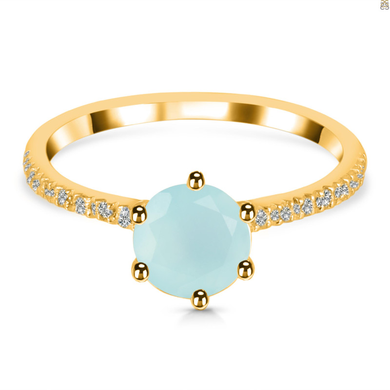 Blue Chalcedony & White Topaz Ring BLX-RDR-3140.