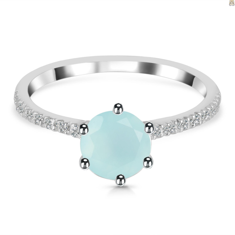 Blue Chalcedony & White Topaz Ring BLX-RDR-3140.