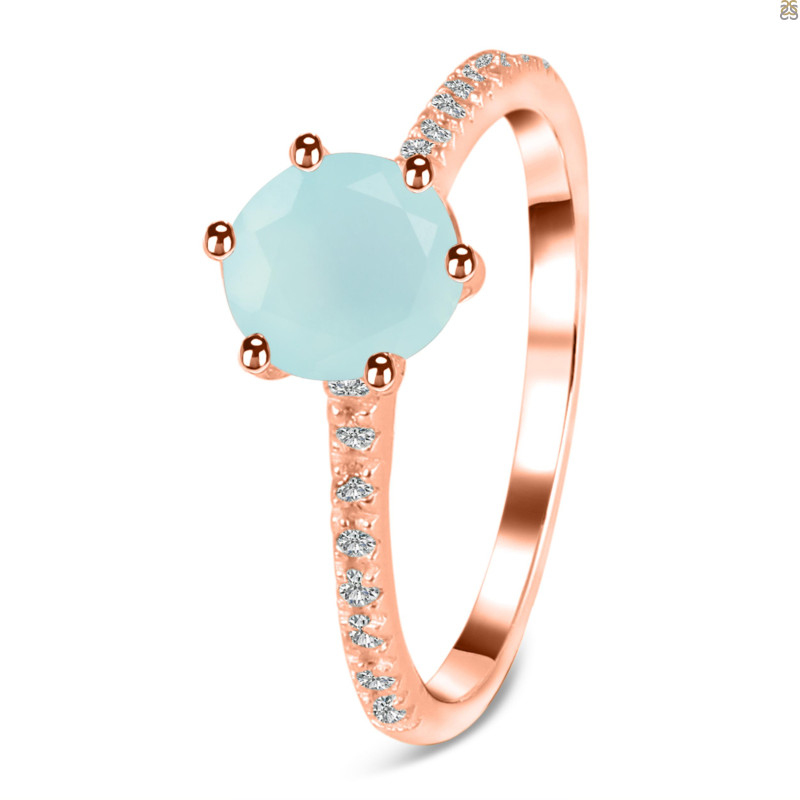 Blue Chalcedony & White Topaz Ring BLX-RDR-3140.