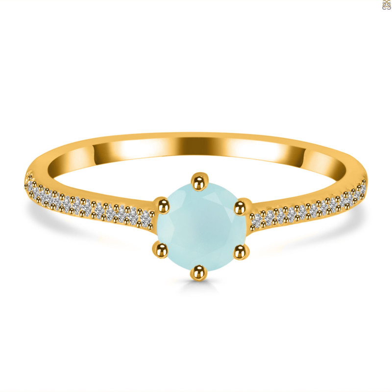 Blue Chalcedony & White Topaz Ring BLX-RDR-3143.